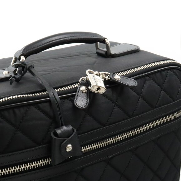 Authentic CHANEL CC Quilted Nylon Luggage Carry-on Trolley Wheels Travel Bag - Picture 9 of 16